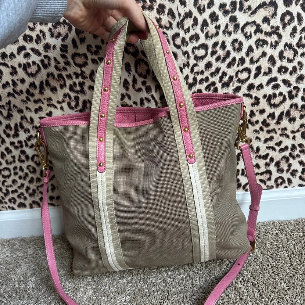 Prada Pink and Tan Tote Bag - Picture 2 of 11